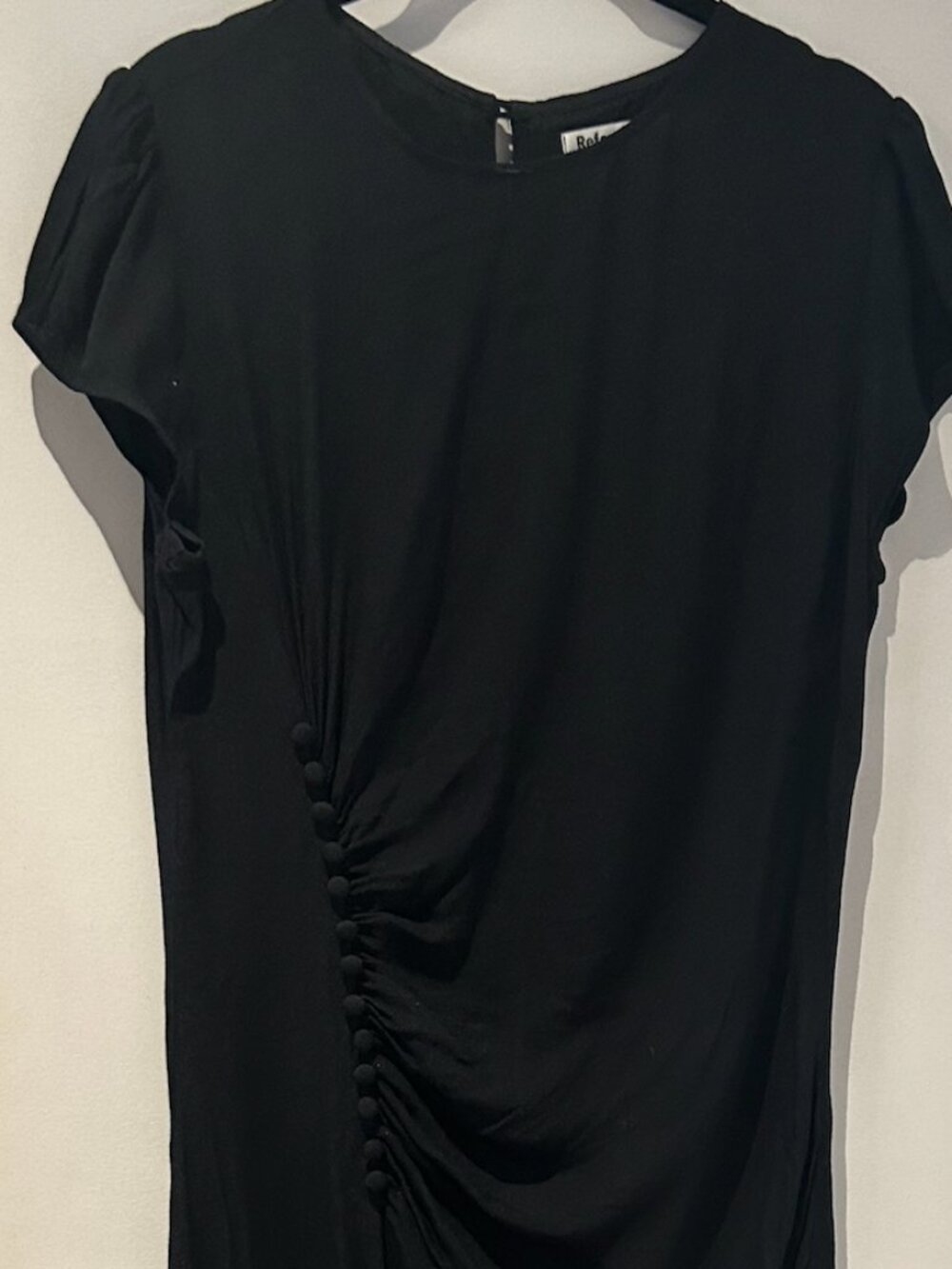 Reformation Black Ruched Maxi Dress